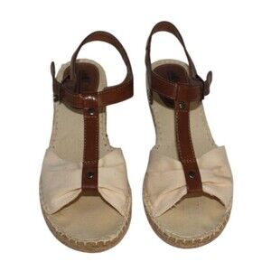 Cliffs By White Mountain Women's Espadrille T Strap Sandals Cream, Size 8M Vegan